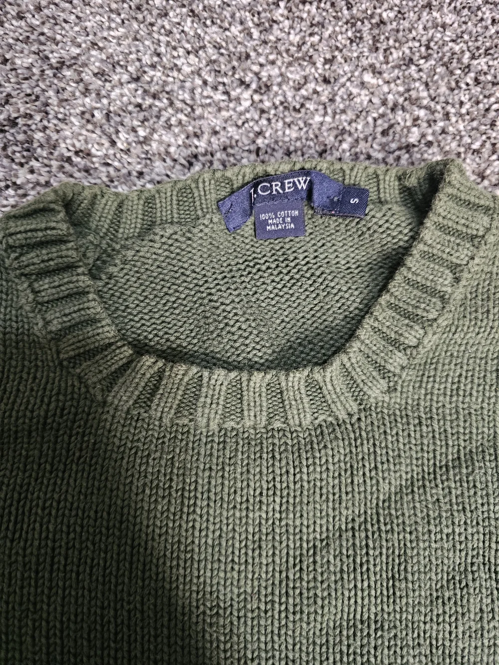 J. Crew Olive Crewneck Knit Sweater Oversized Comfy Ribbed